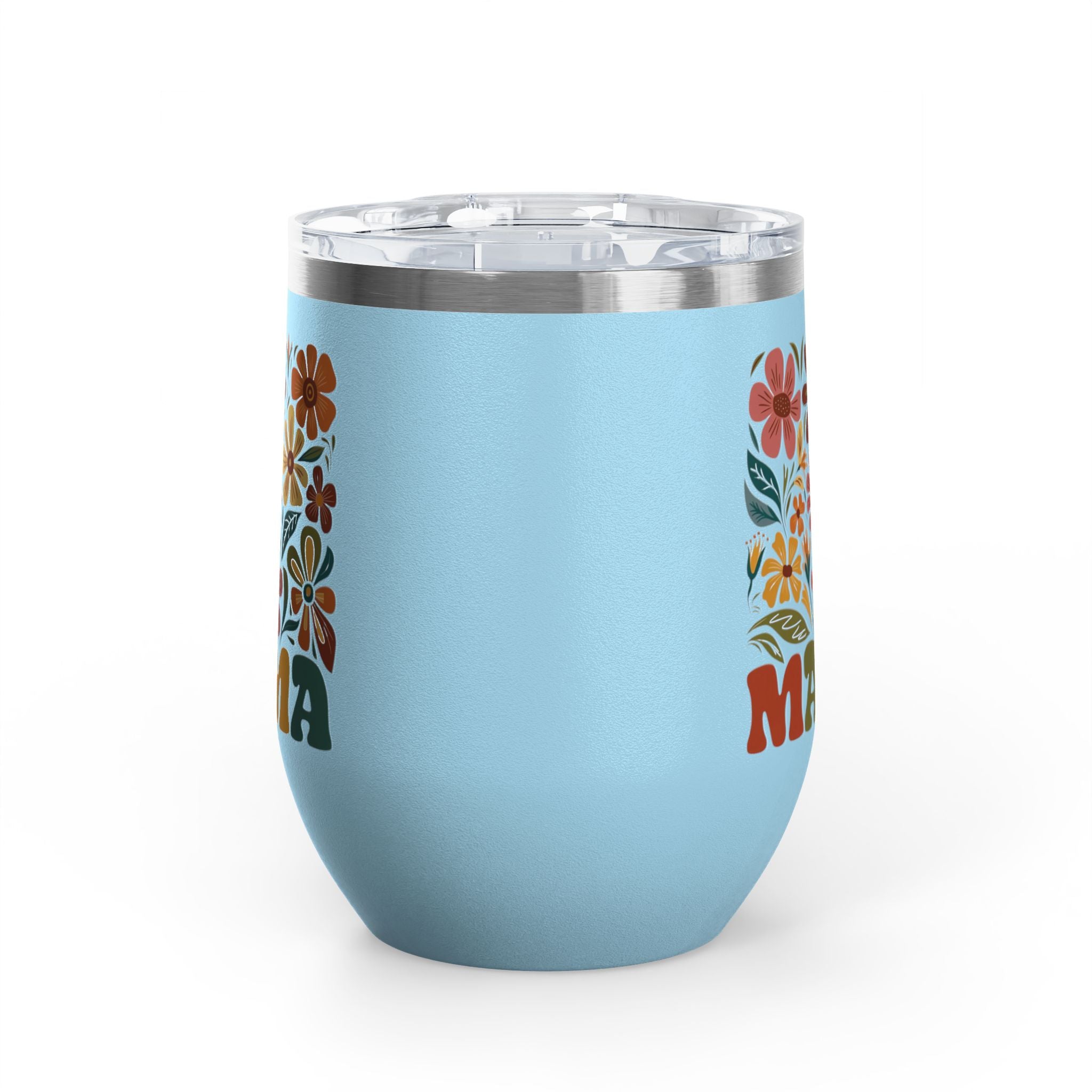 Retro Floral 'Mama' Wine Tumbler (12oz)