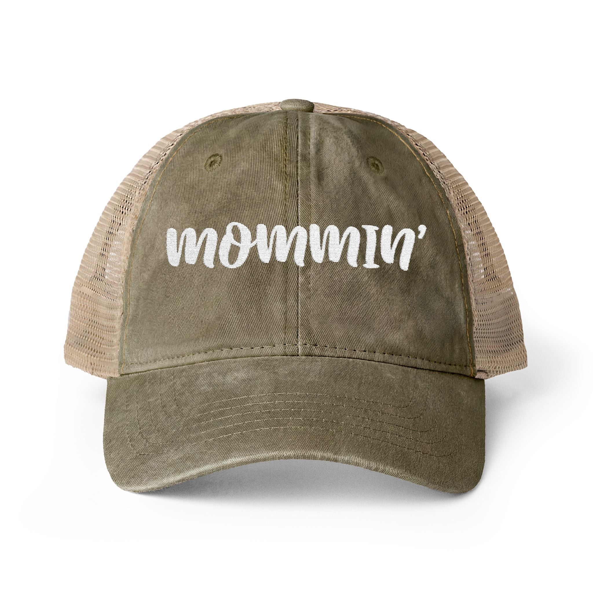 "Mommin'" Washed Mesh-Back Cap