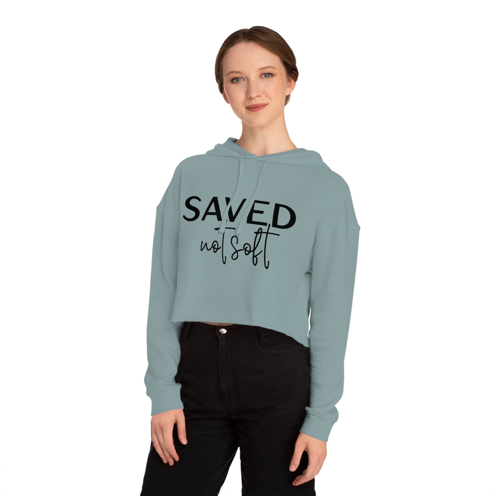 'Saved Not Soft' Cropped Hoodie