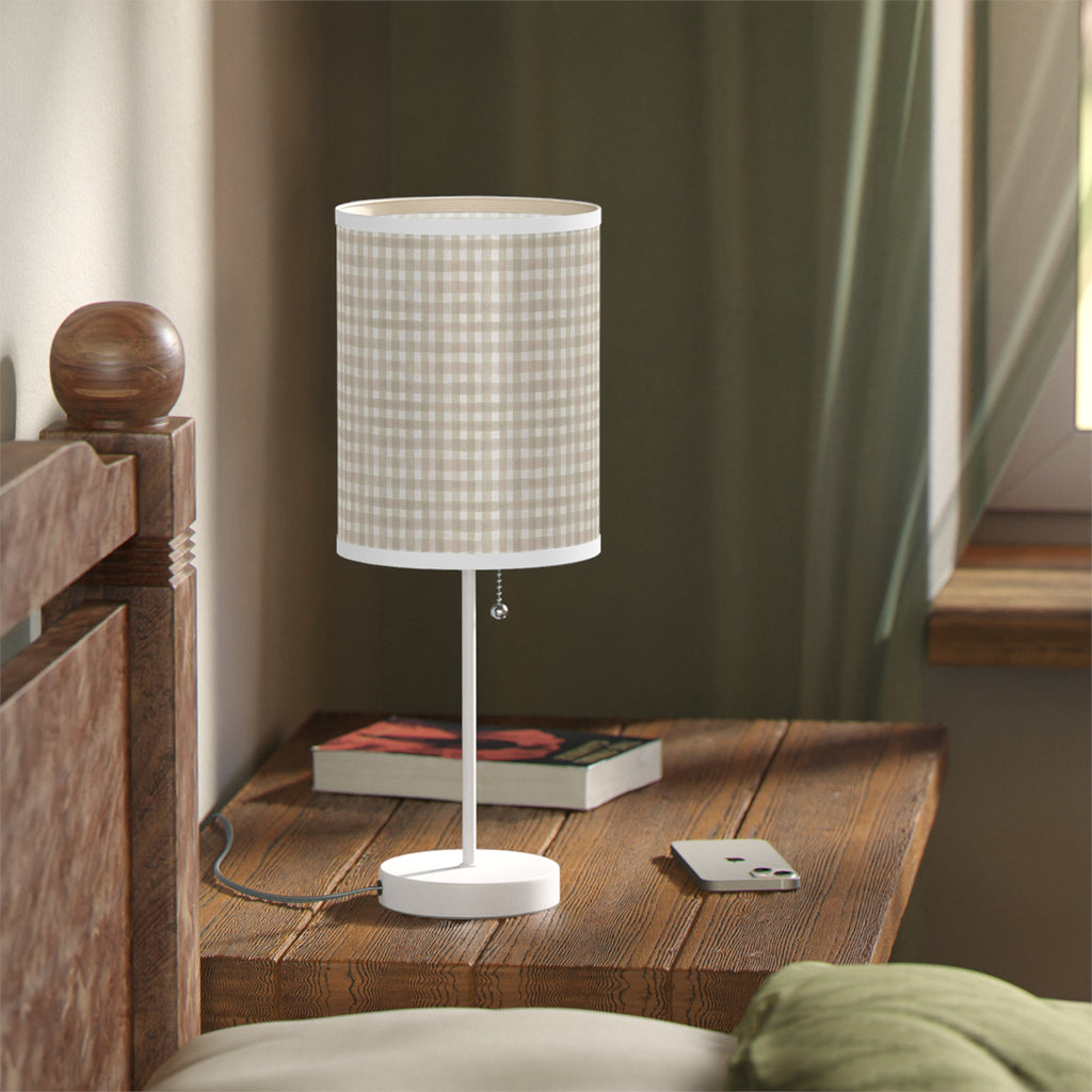 Beige Gingham Table Lamp