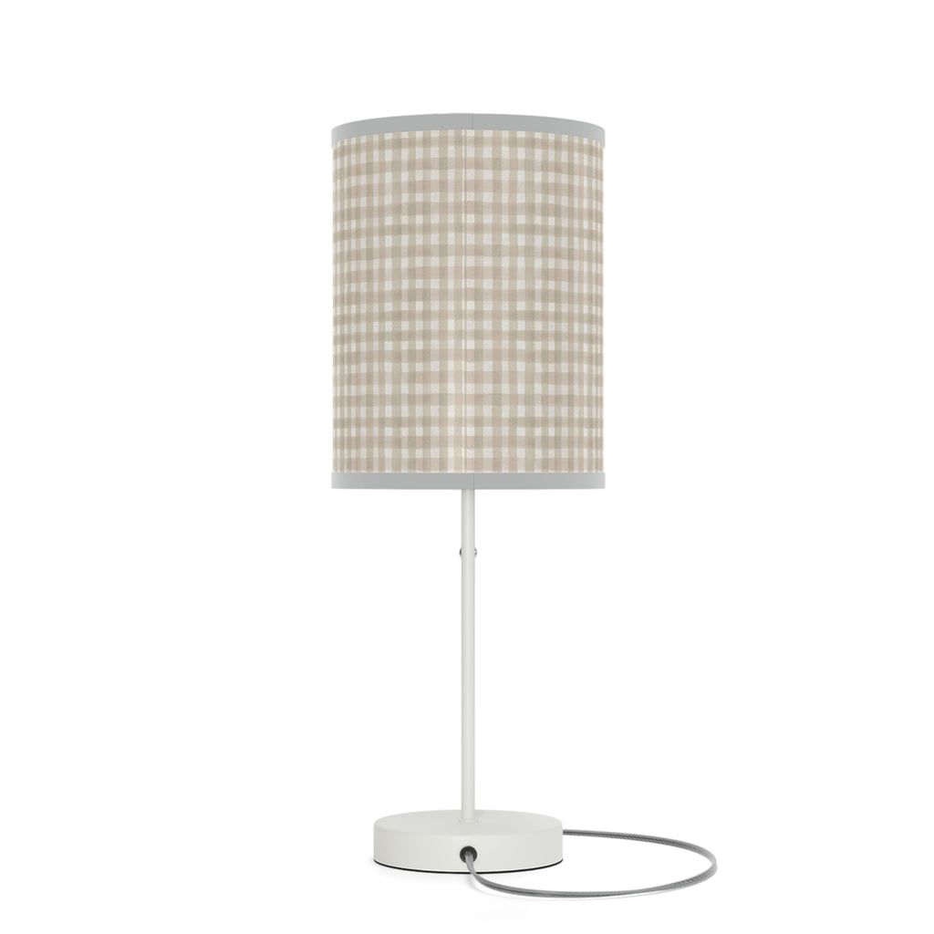 Beige Gingham Table Lamp