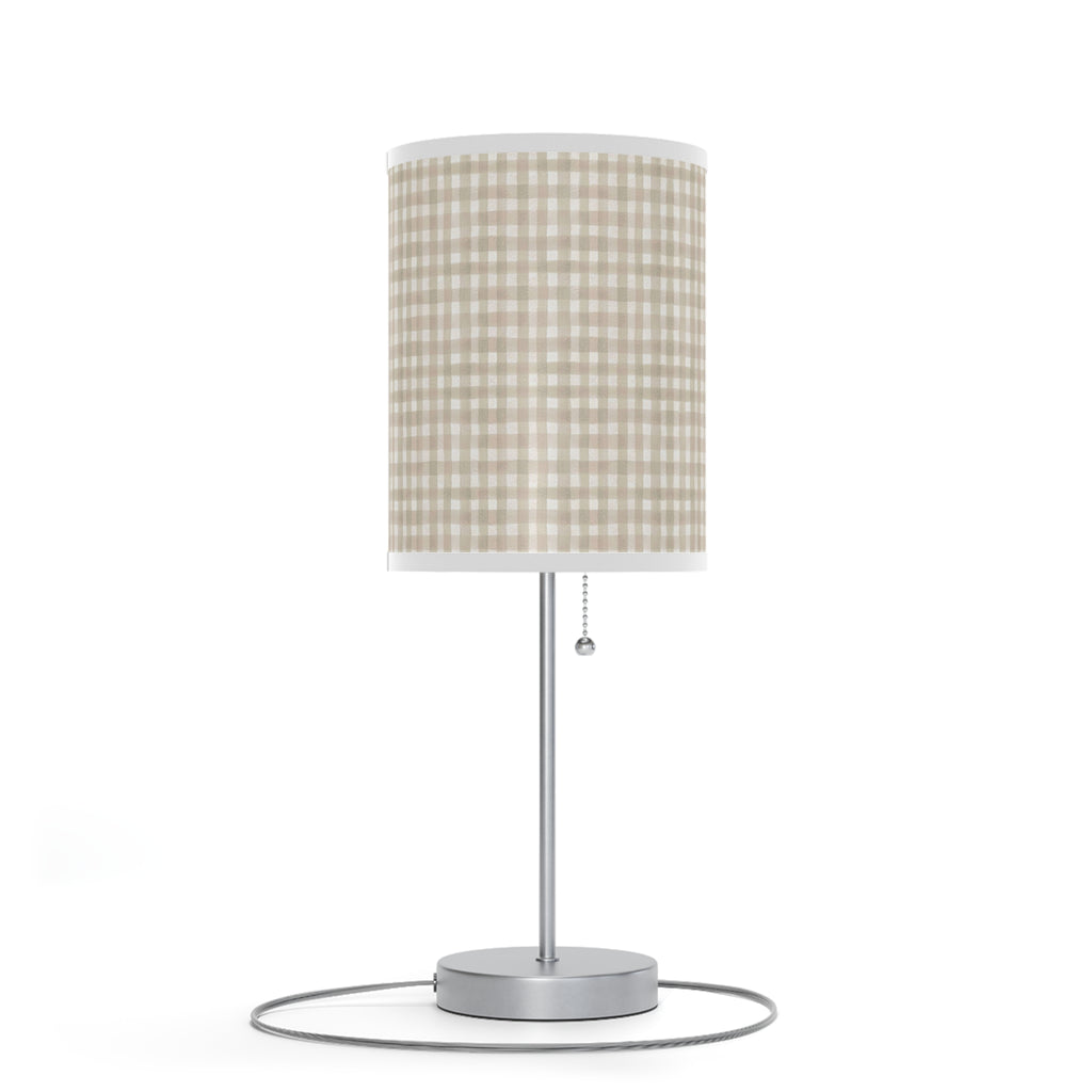 Beige Gingham Table Lamp