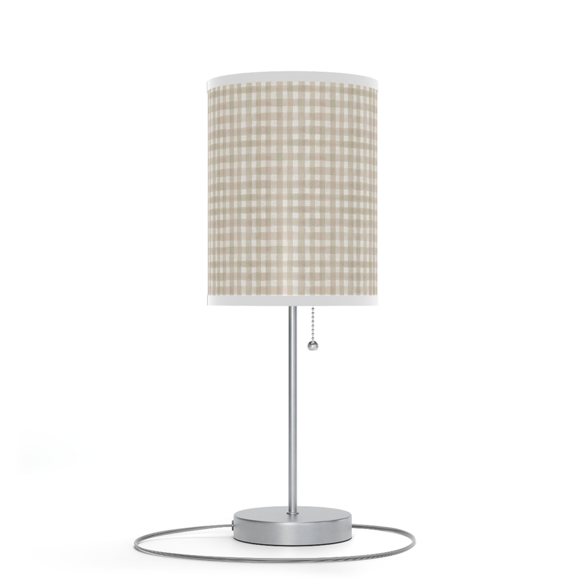 Beige Gingham Table Lamp