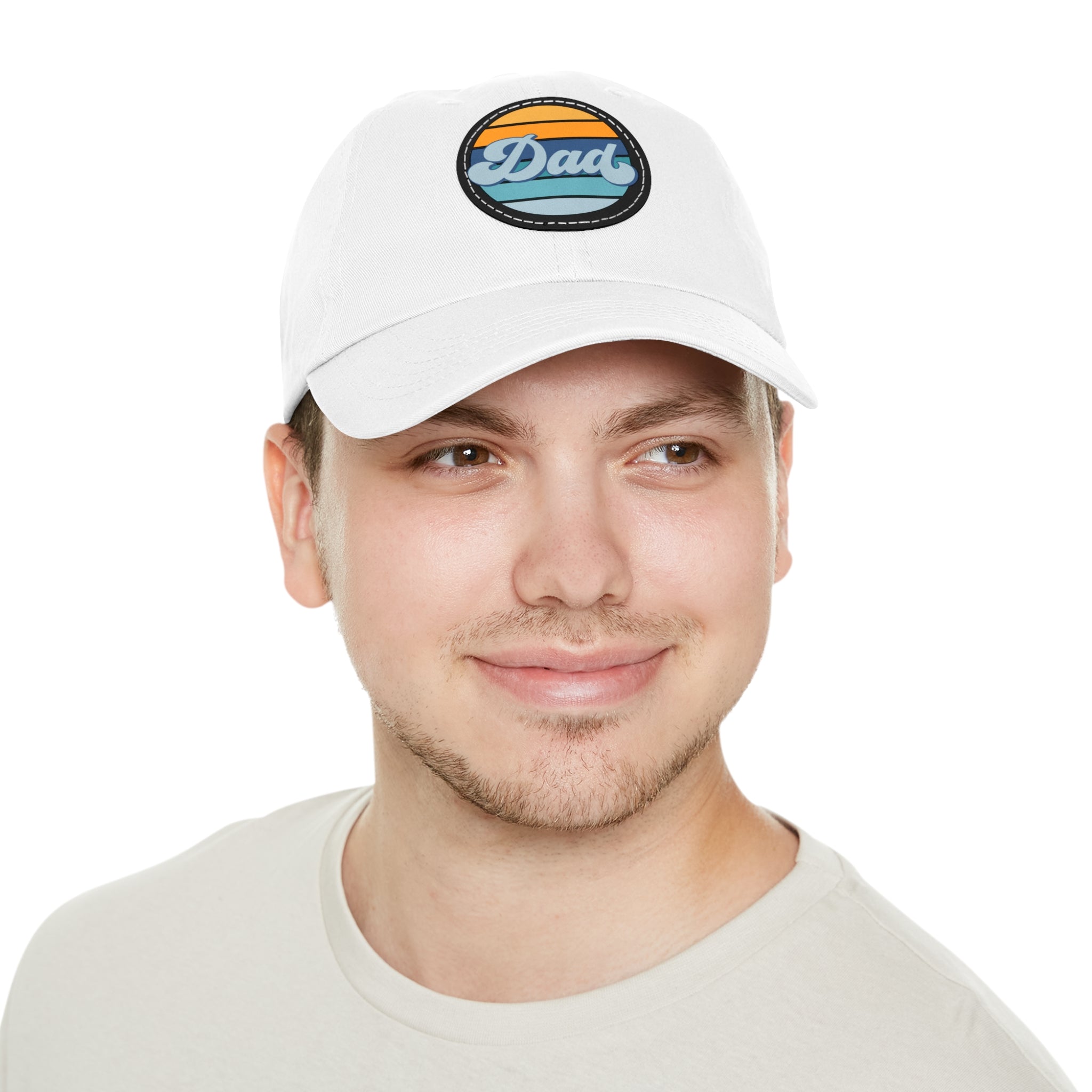 Retro Striped 'Dad' Leather Patch Hat