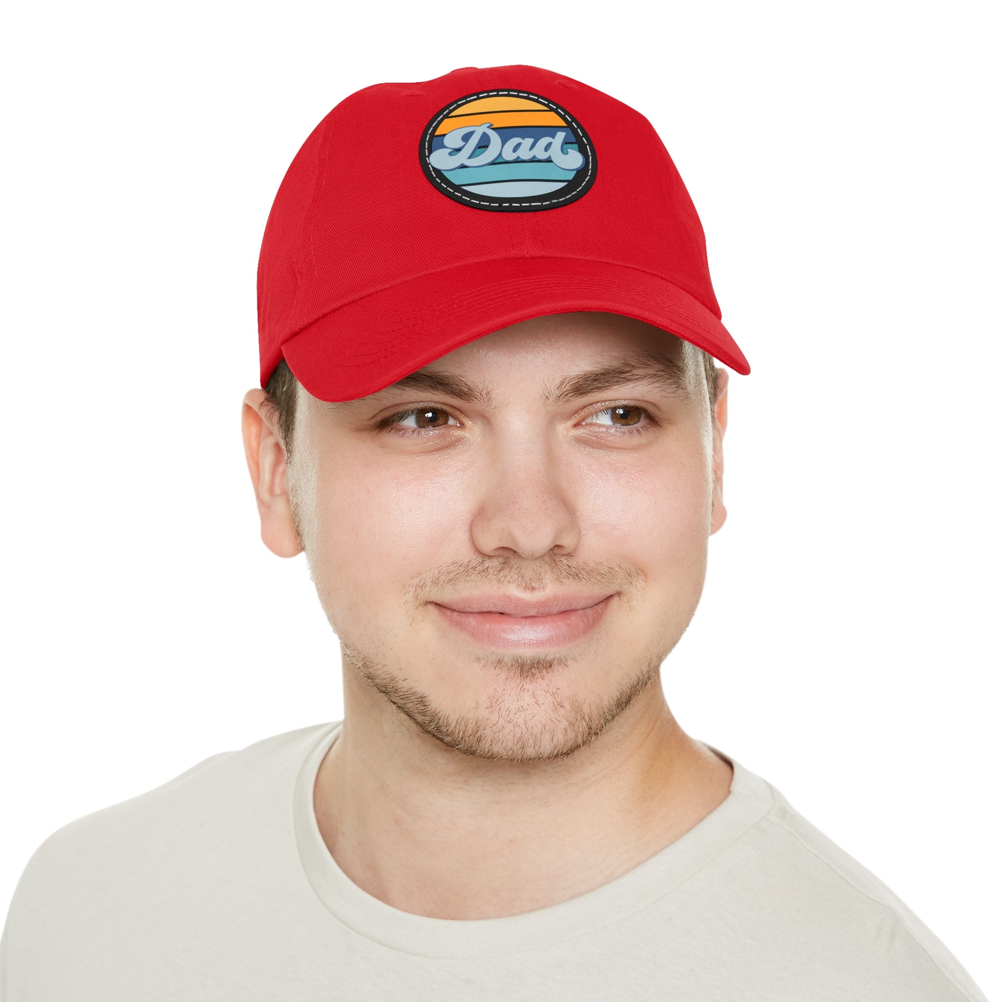 Retro Striped 'Dad' Leather Patch Hat