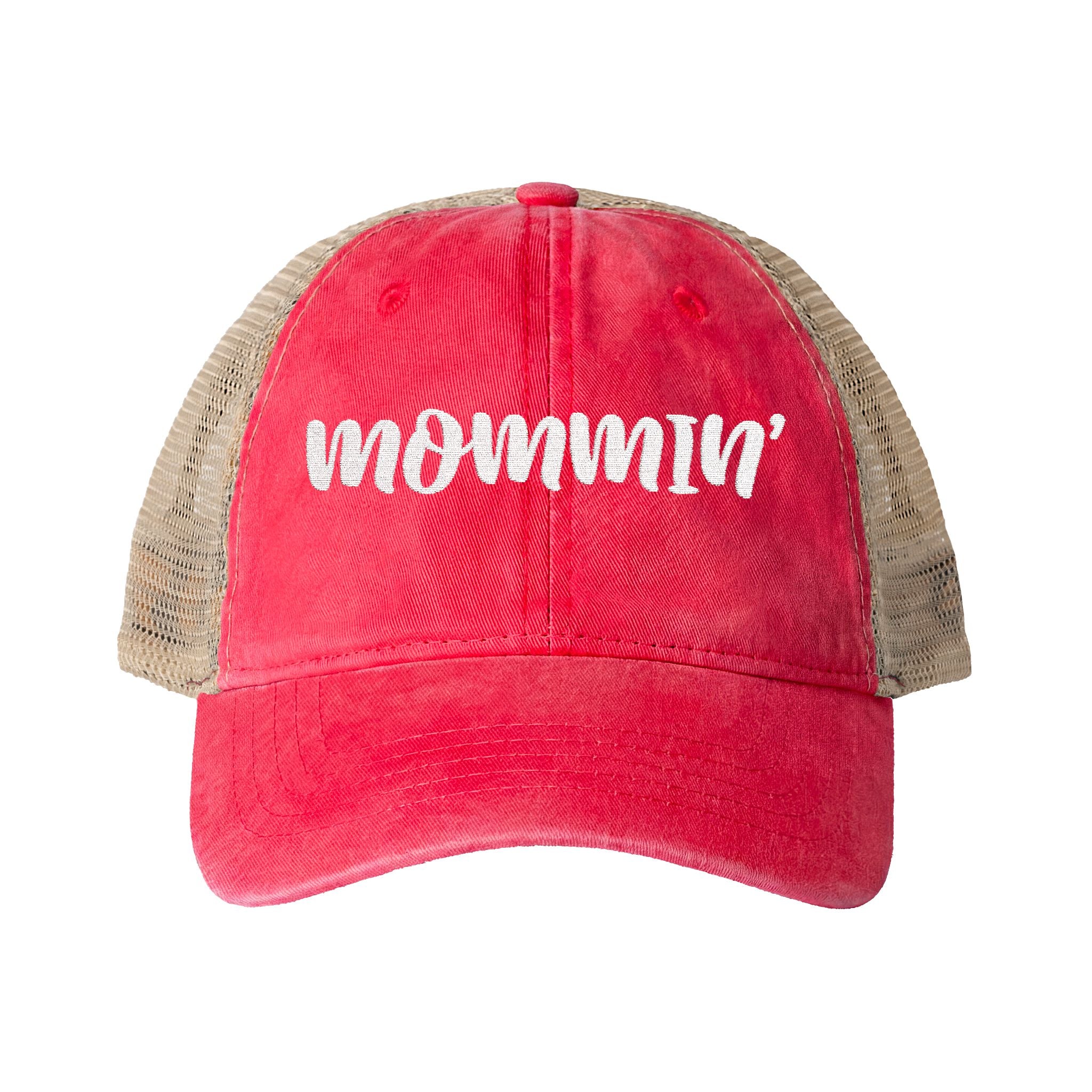 "Mommin'" Washed Mesh-Back Cap