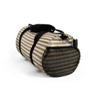 Beige Striped Travel Duffel Bag