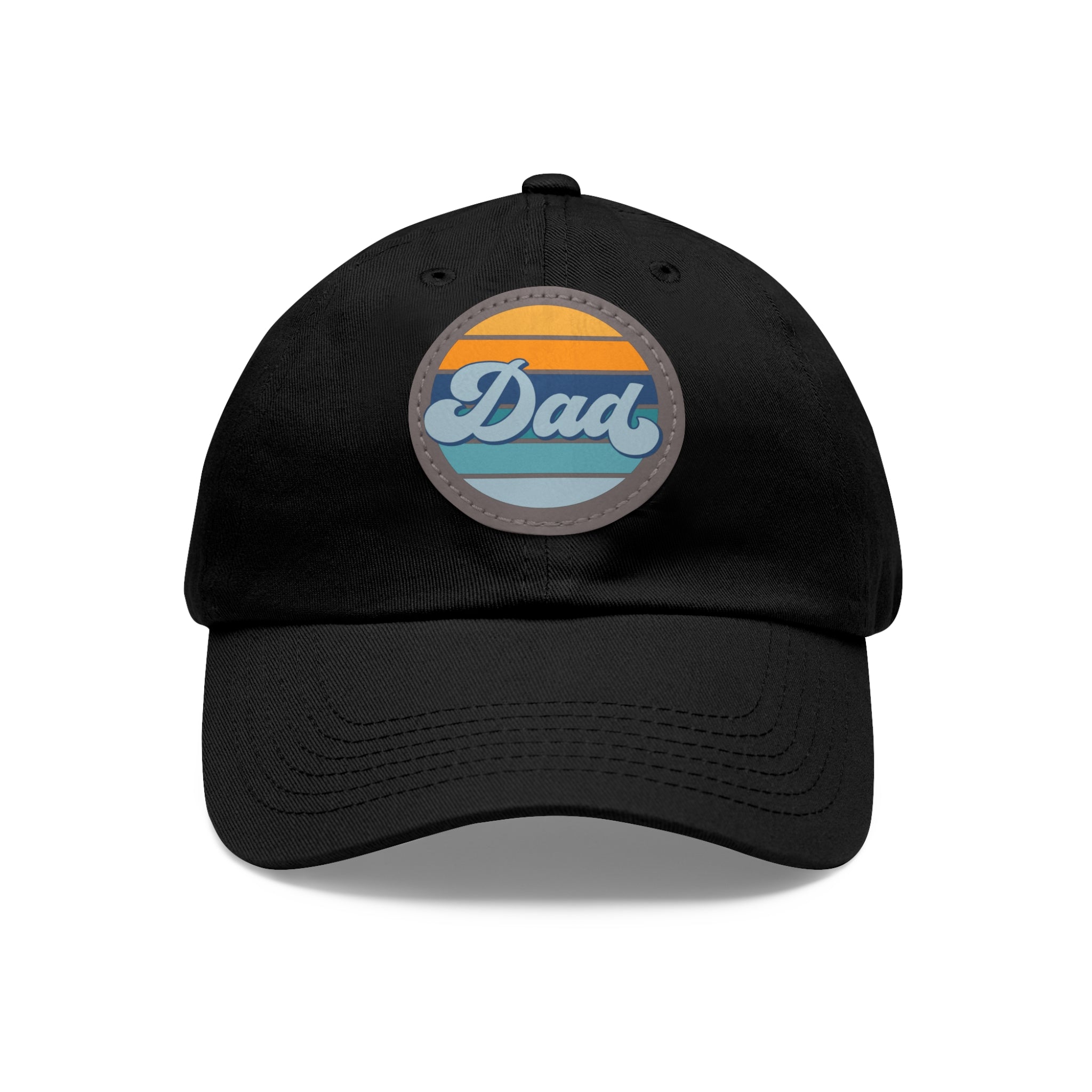 Retro Striped 'Dad' Leather Patch Hat