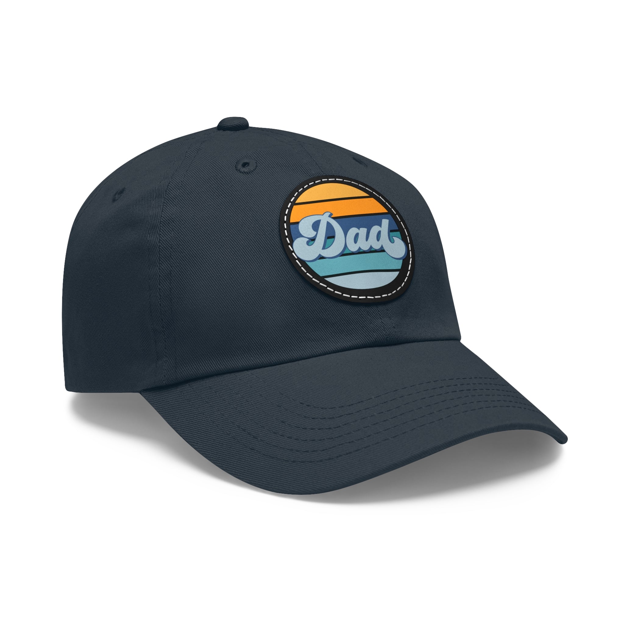 Retro Striped 'Dad' Leather Patch Hat