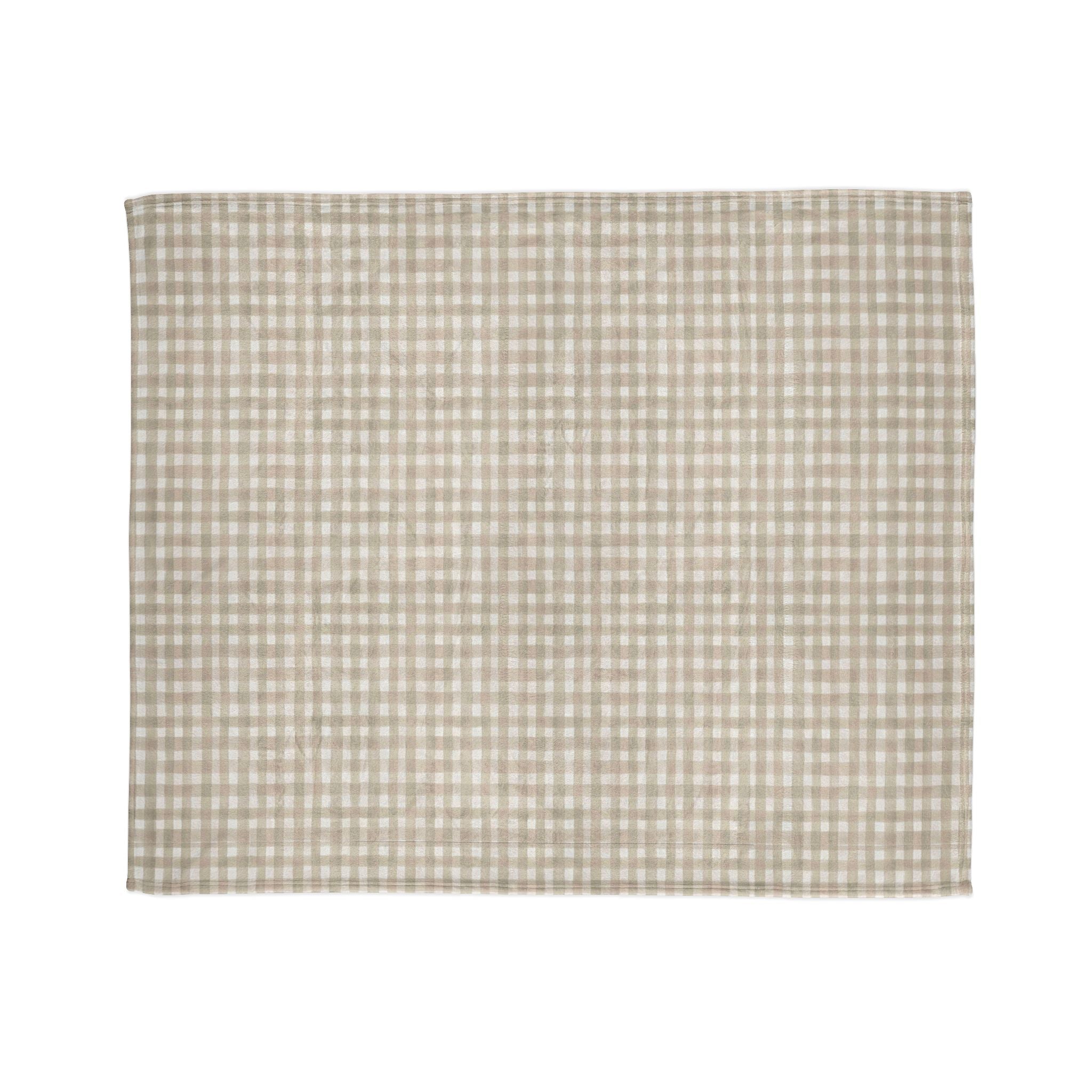 Beige Gingham Plaid Blanket