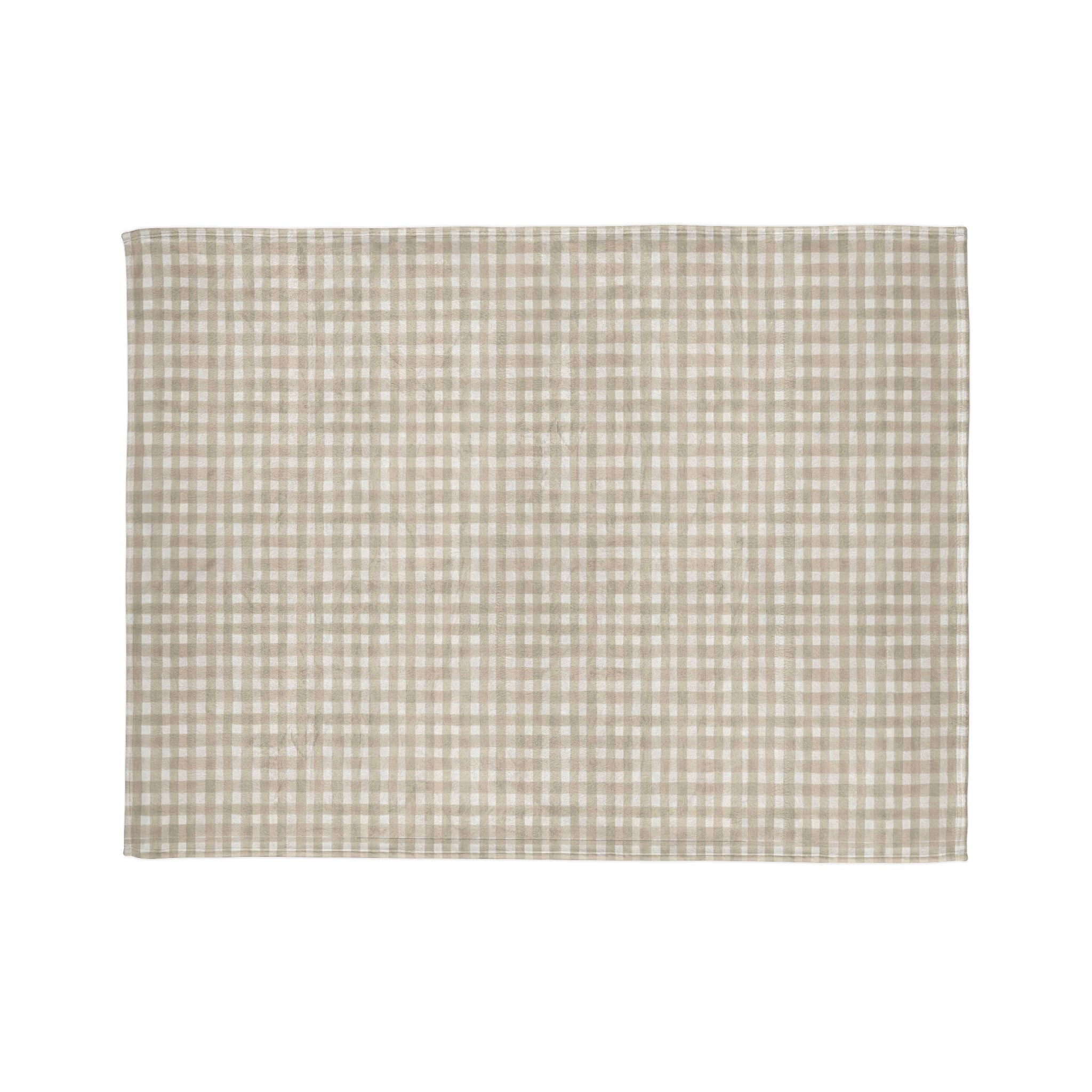 Beige Gingham Plaid Blanket
