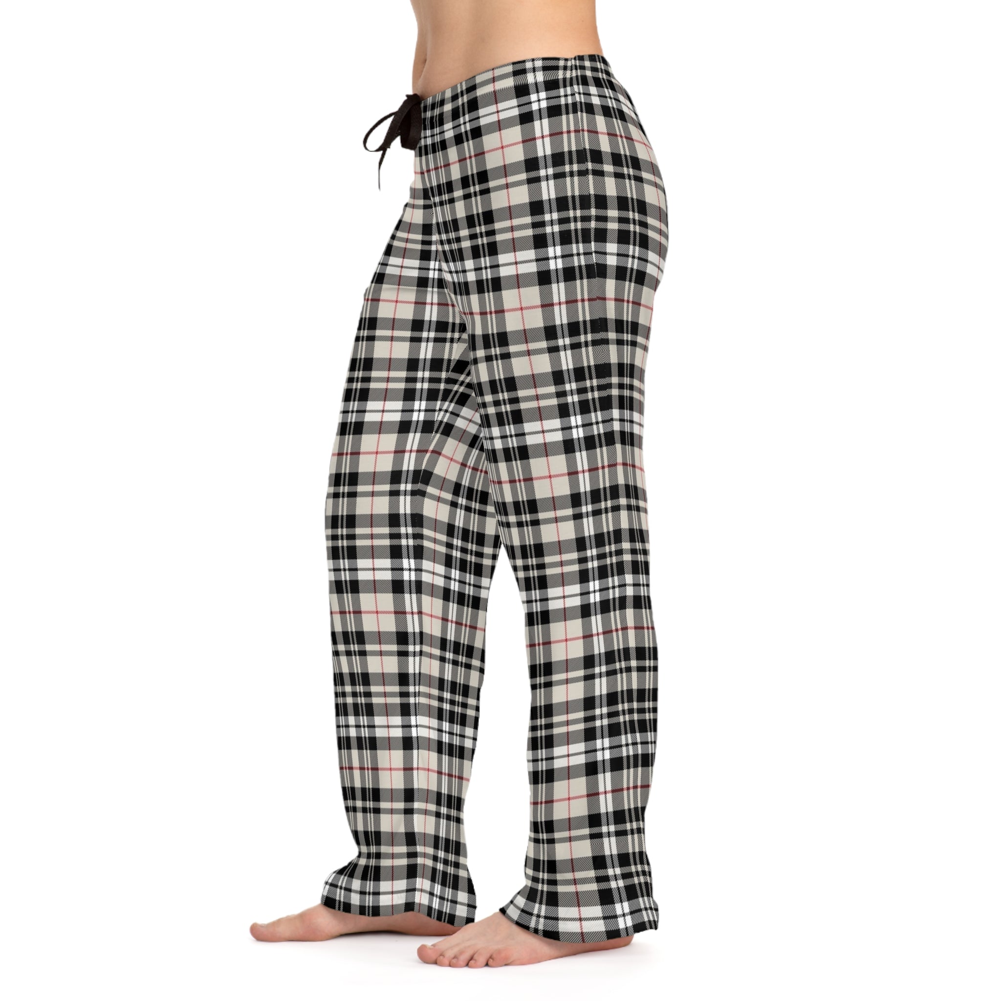 Classic Beige Plaid Women's Pajama Pants