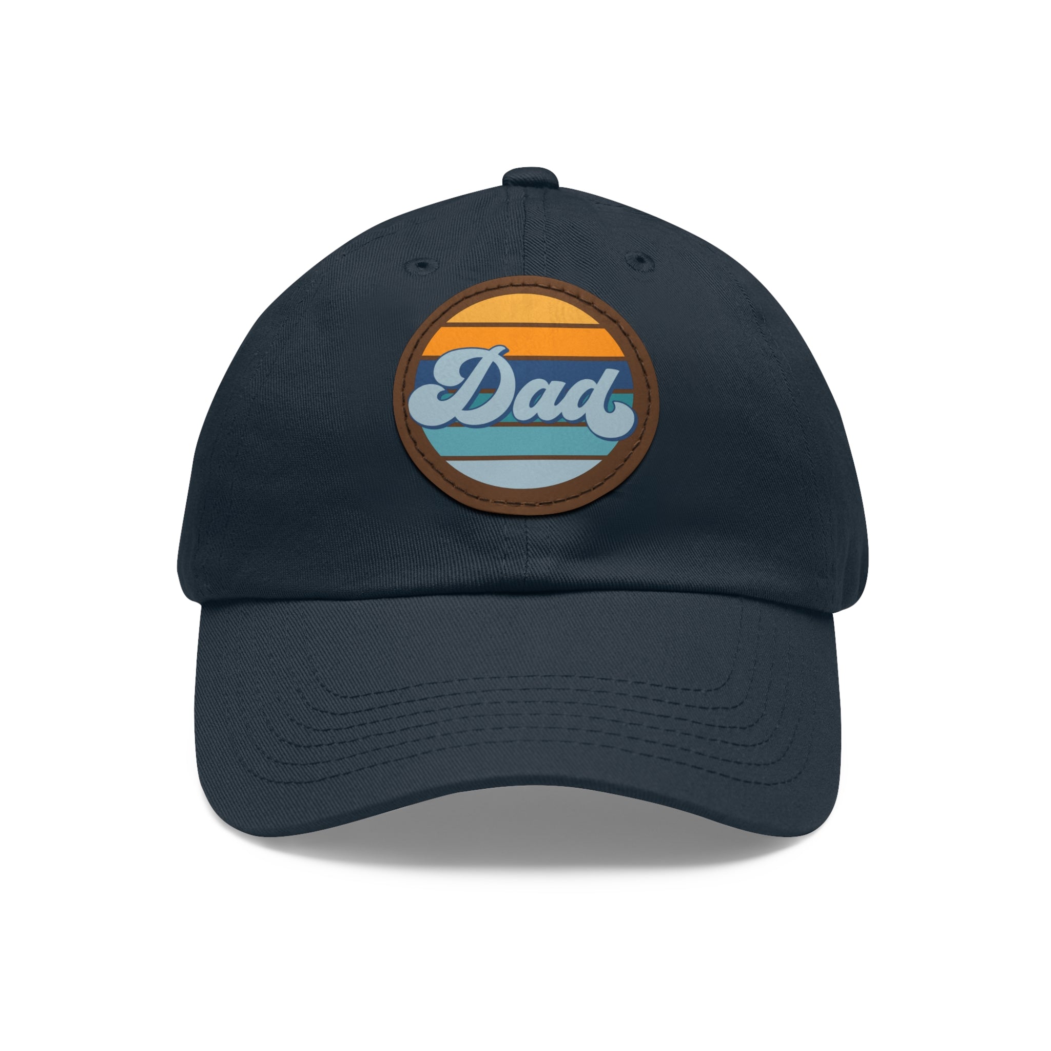 Retro Striped 'Dad' Leather Patch Hat