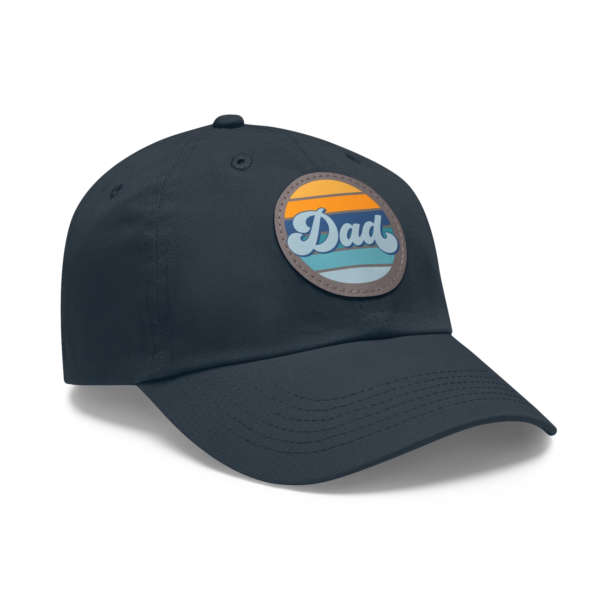 Retro Striped 'Dad' Leather Patch Hat