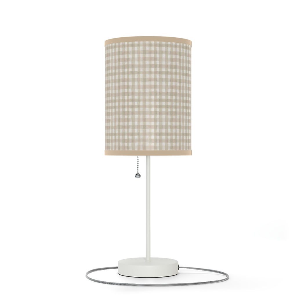 Beige Gingham Table Lamp