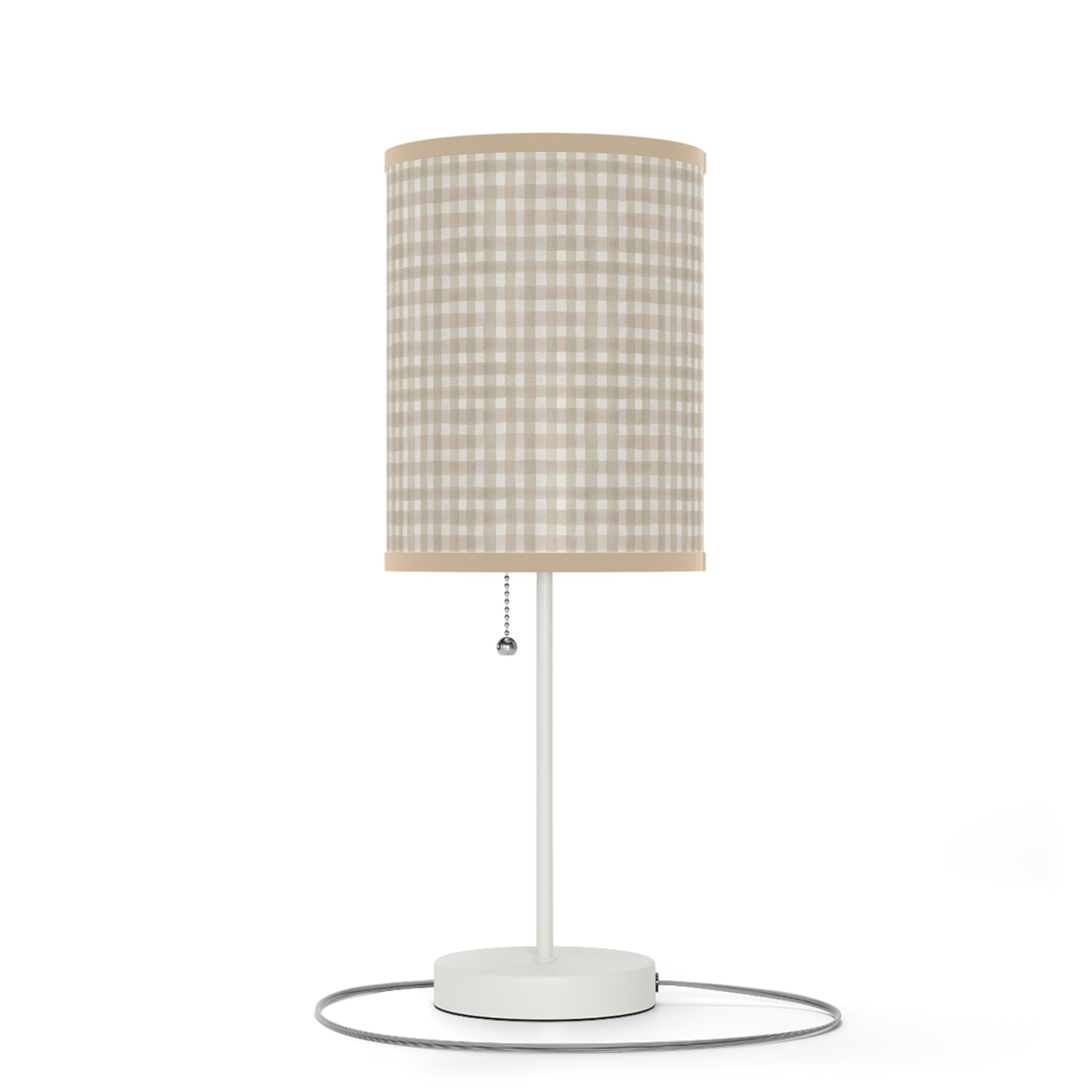 Beige Gingham Table Lamp
