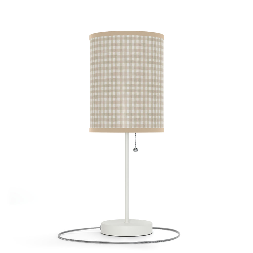 Beige Gingham Table Lamp