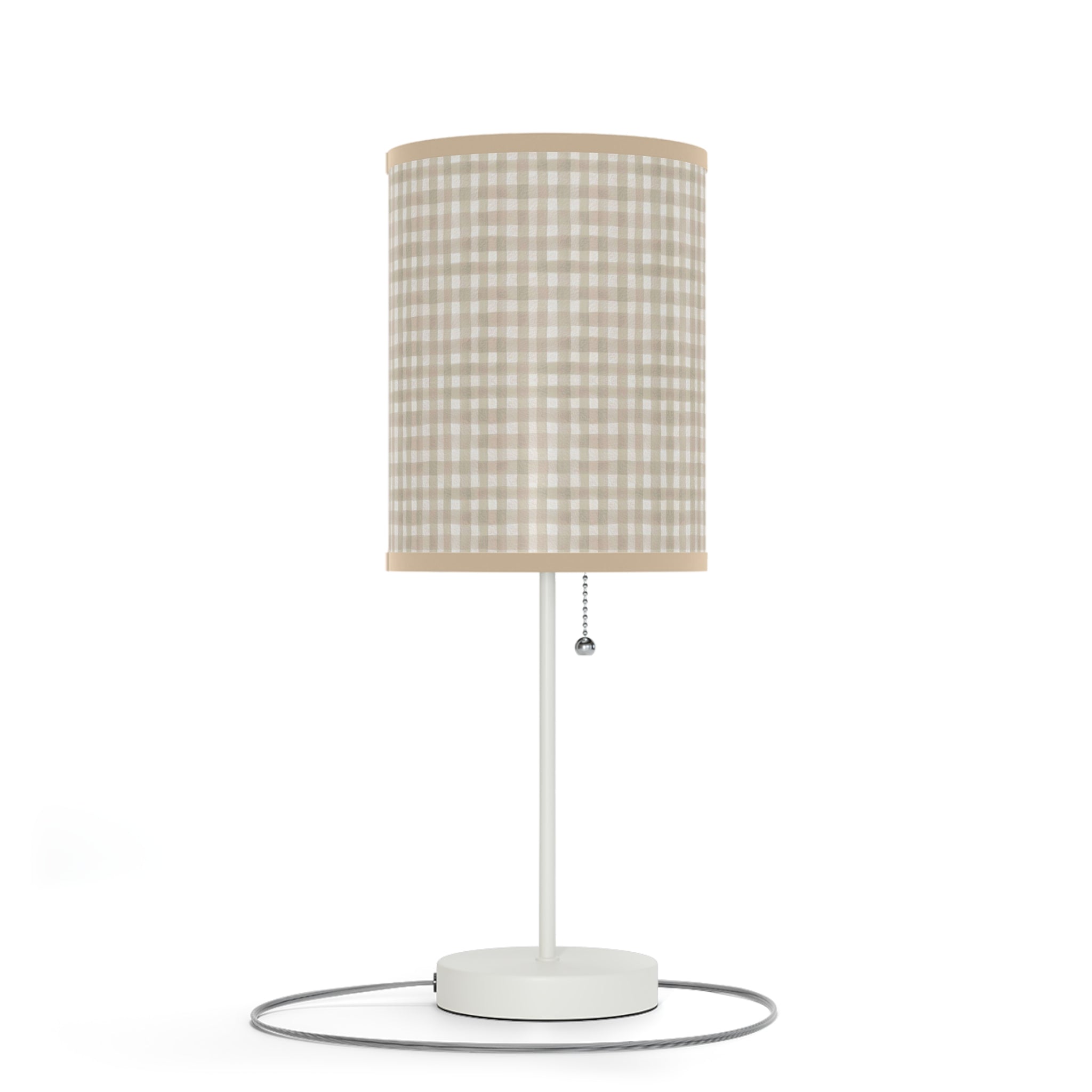 Beige Gingham Table Lamp