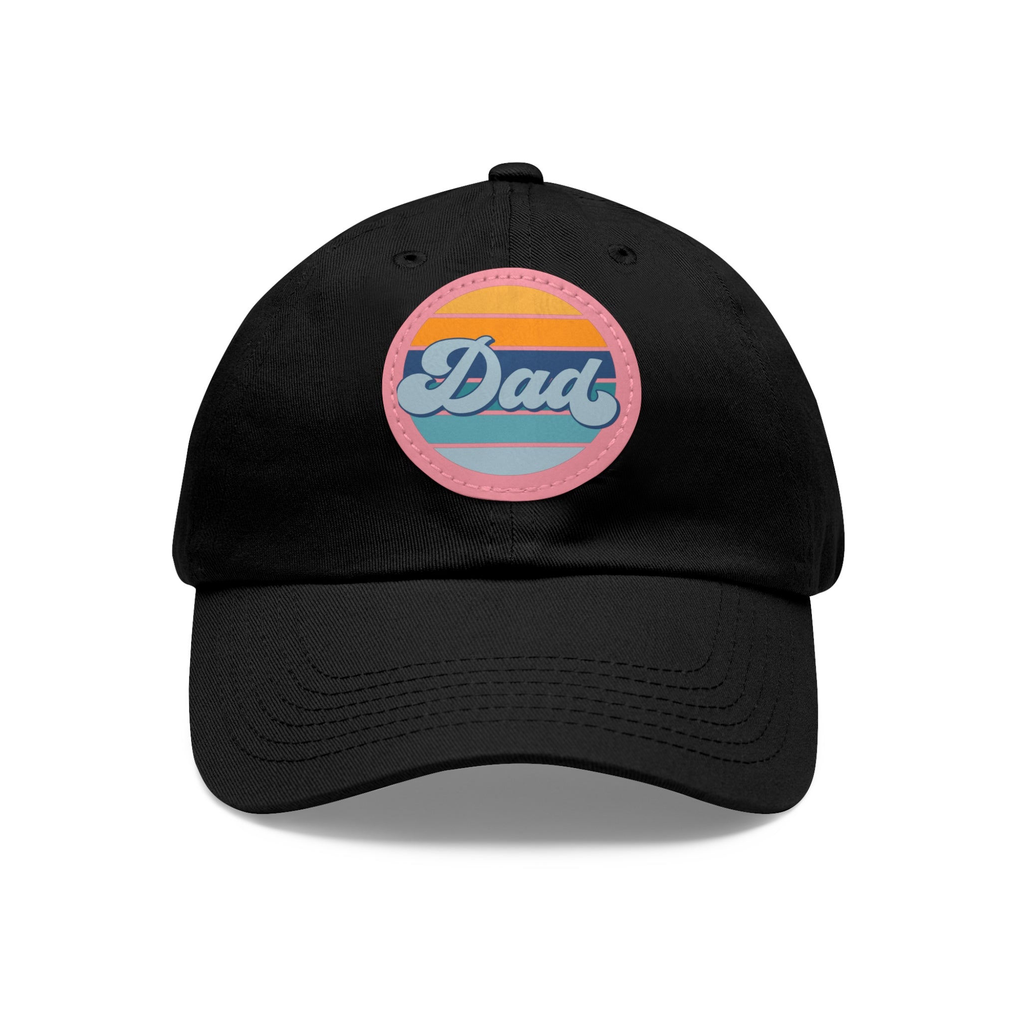 Retro Striped 'Dad' Leather Patch Hat