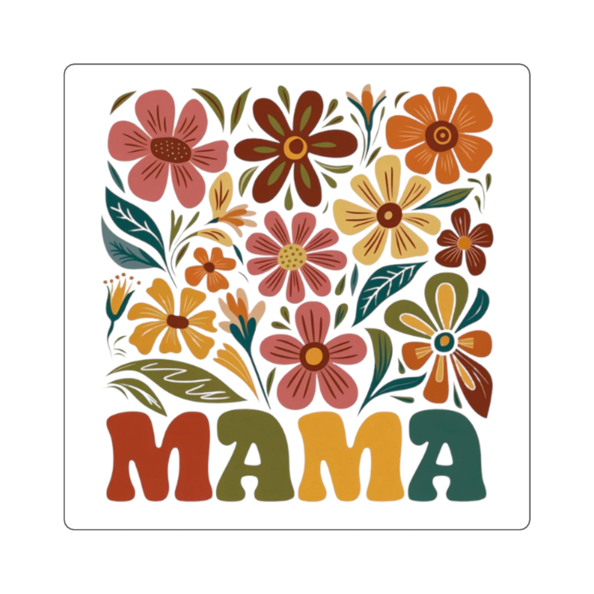 Retro Floral 'Mama' Square Sticker