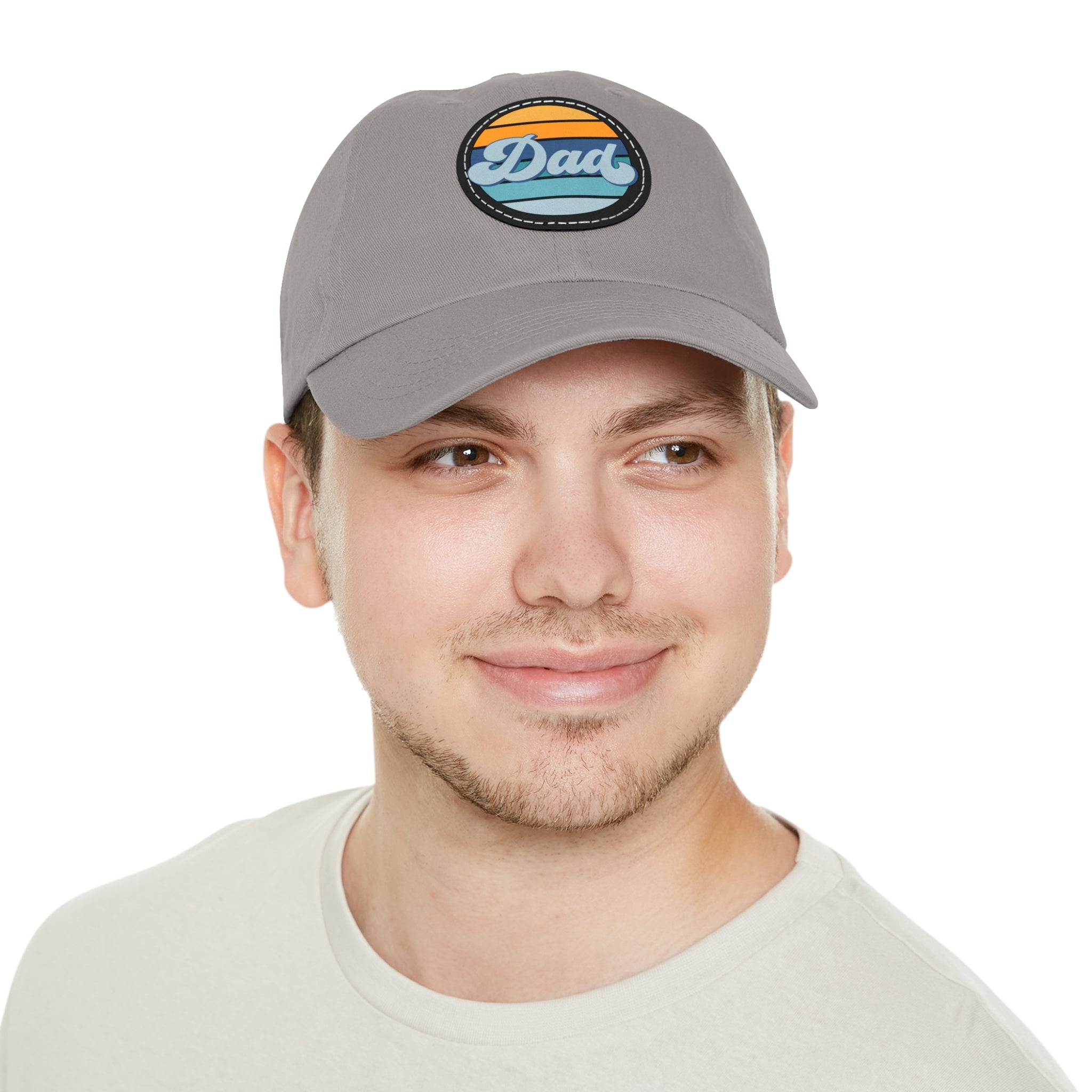 Retro Striped 'Dad' Leather Patch Hat