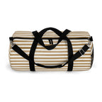 Beige Striped Travel Duffel Bag
