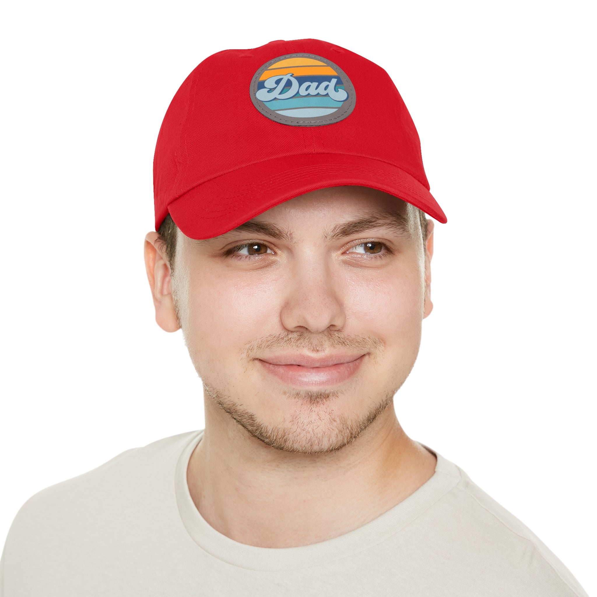 Retro Striped 'Dad' Leather Patch Hat