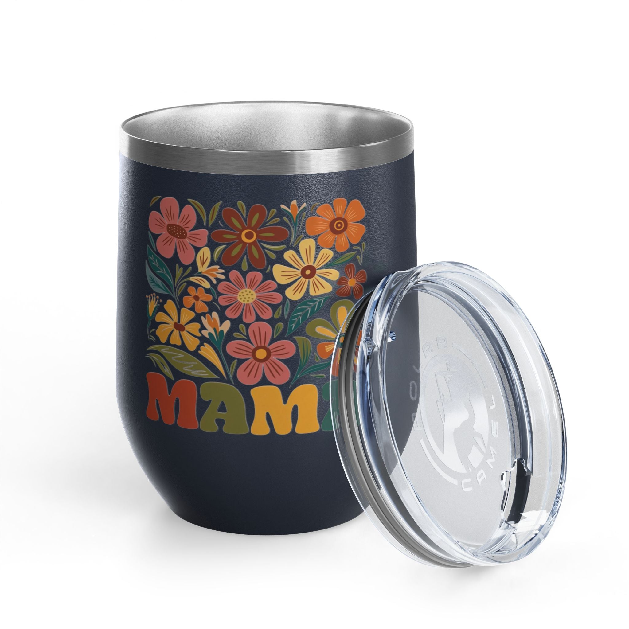 Retro Floral 'Mama' Wine Tumbler (12oz)