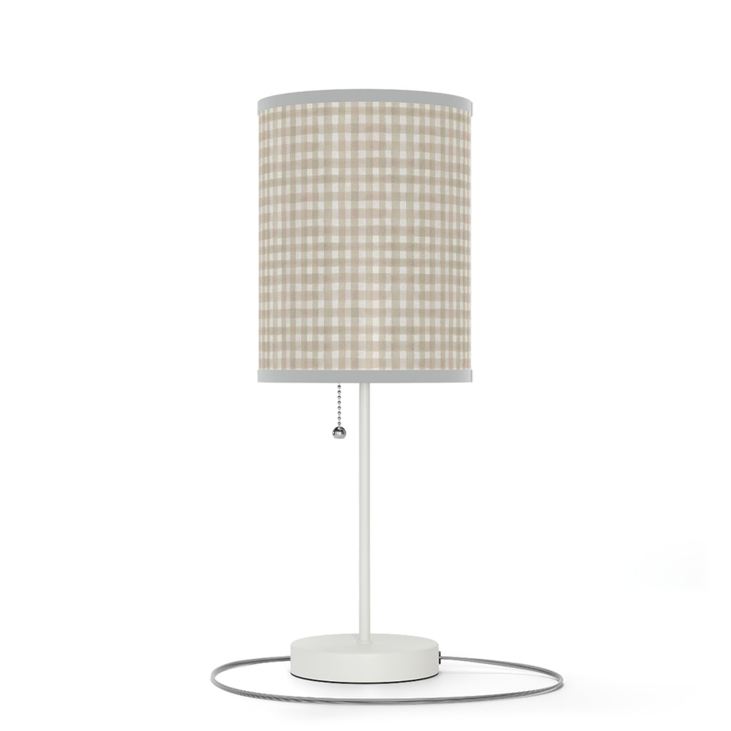 Beige Gingham Table Lamp
