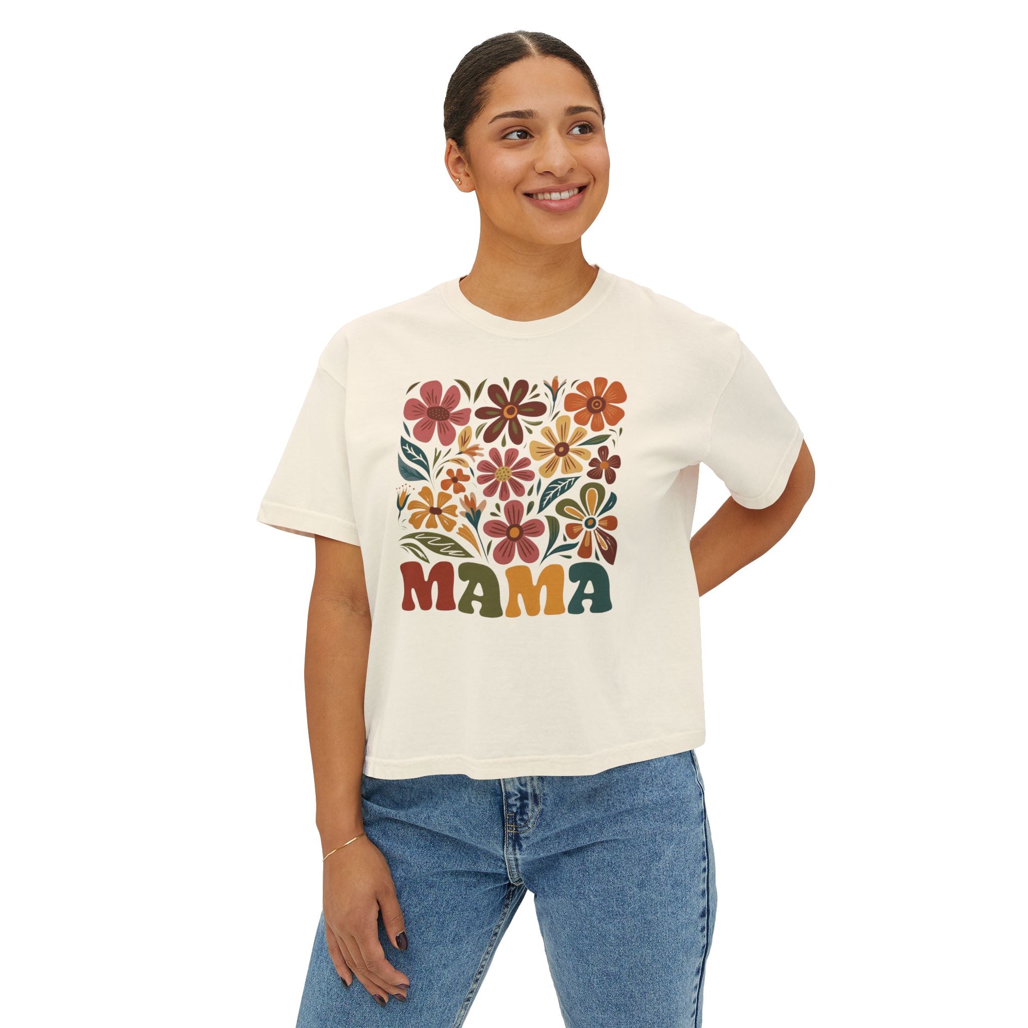 Retro Floral 'Mama' Boxy Tee