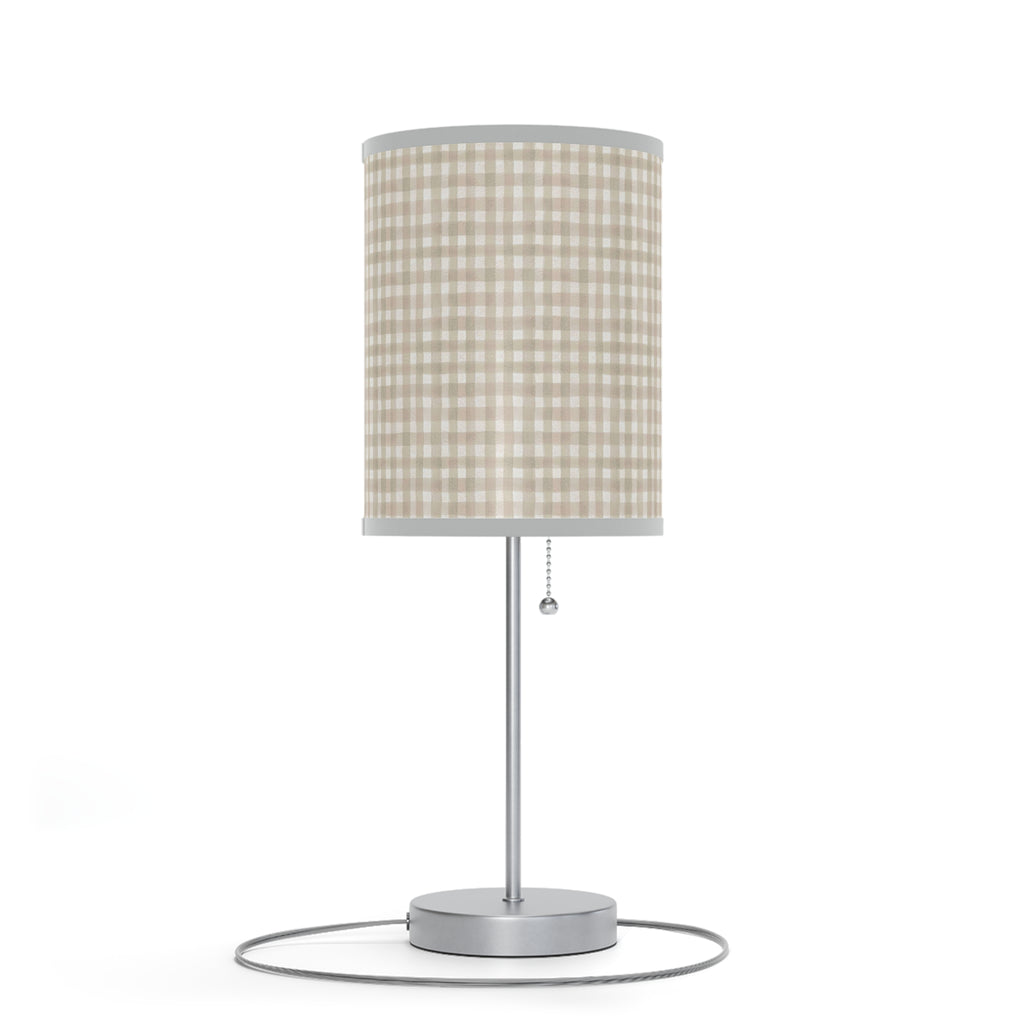 Beige Gingham Table Lamp