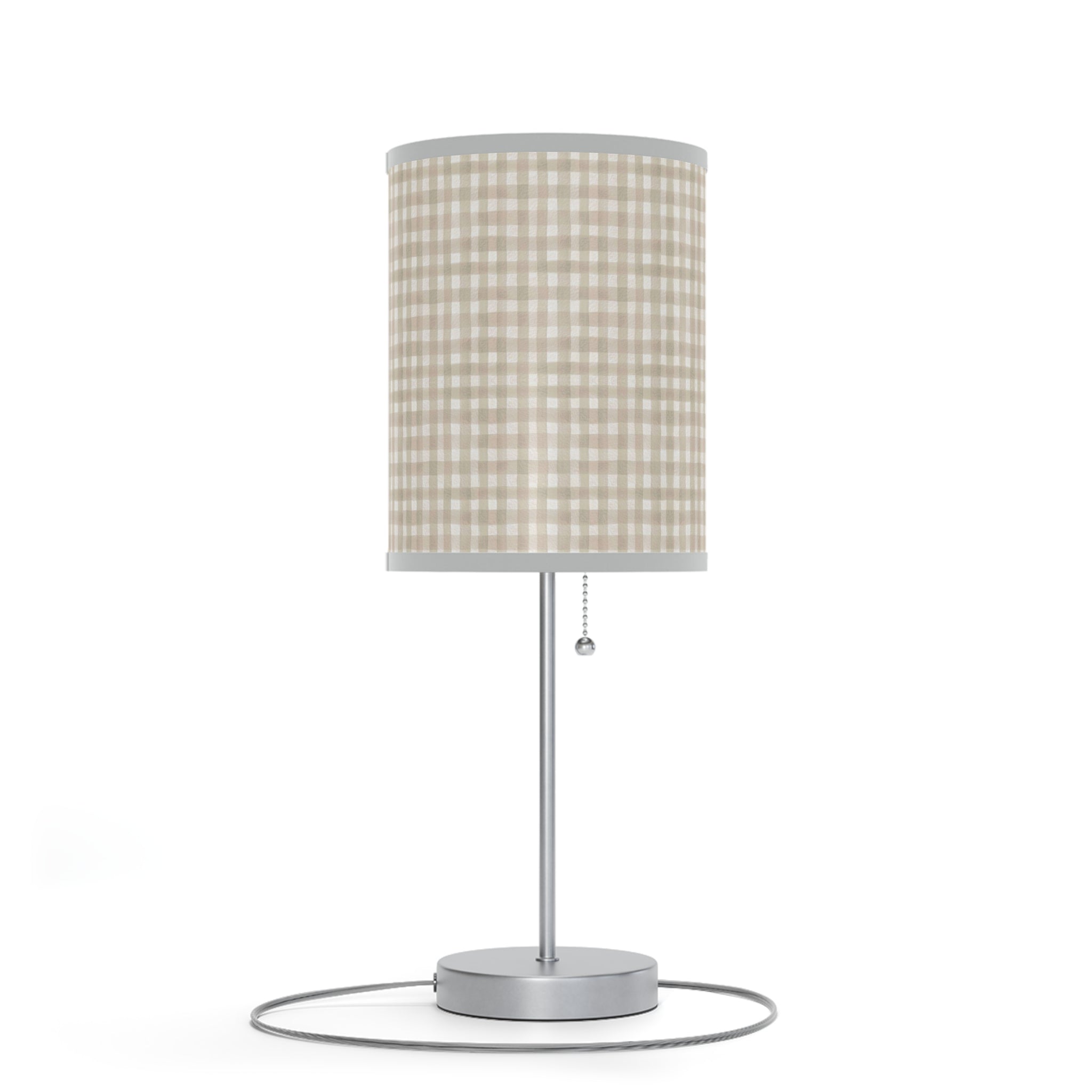 Beige Gingham Table Lamp