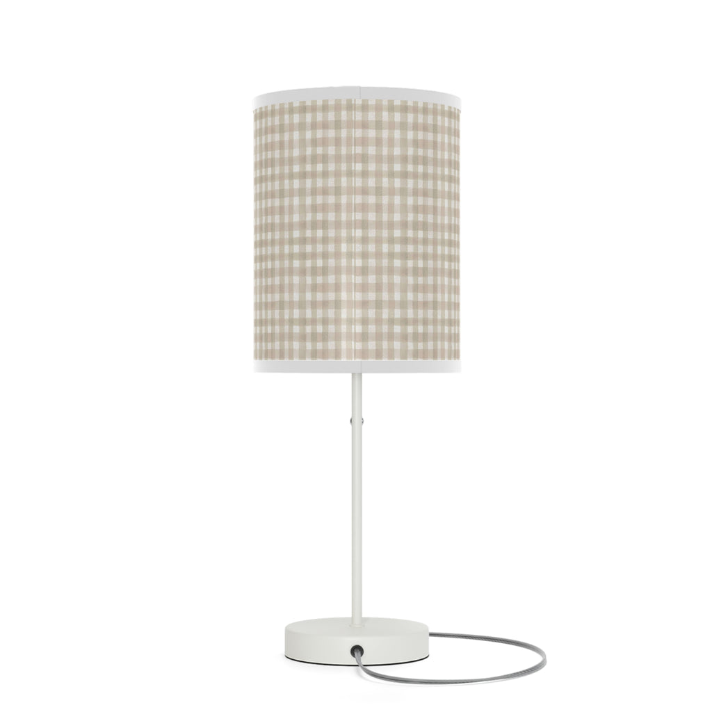 Beige Gingham Table Lamp