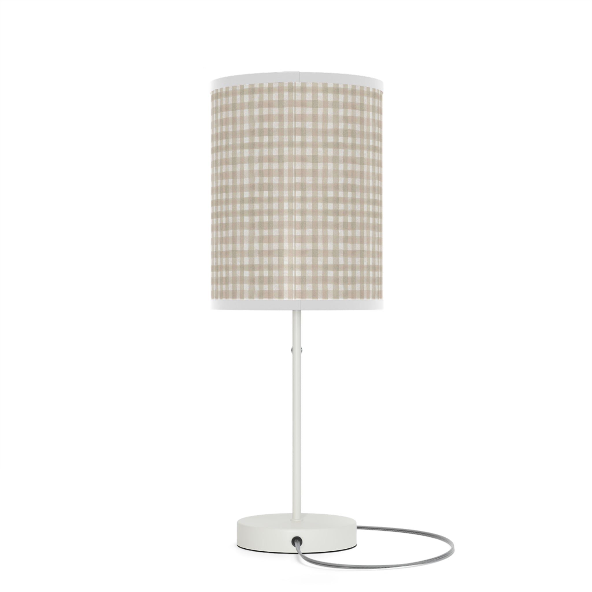 Beige Gingham Table Lamp