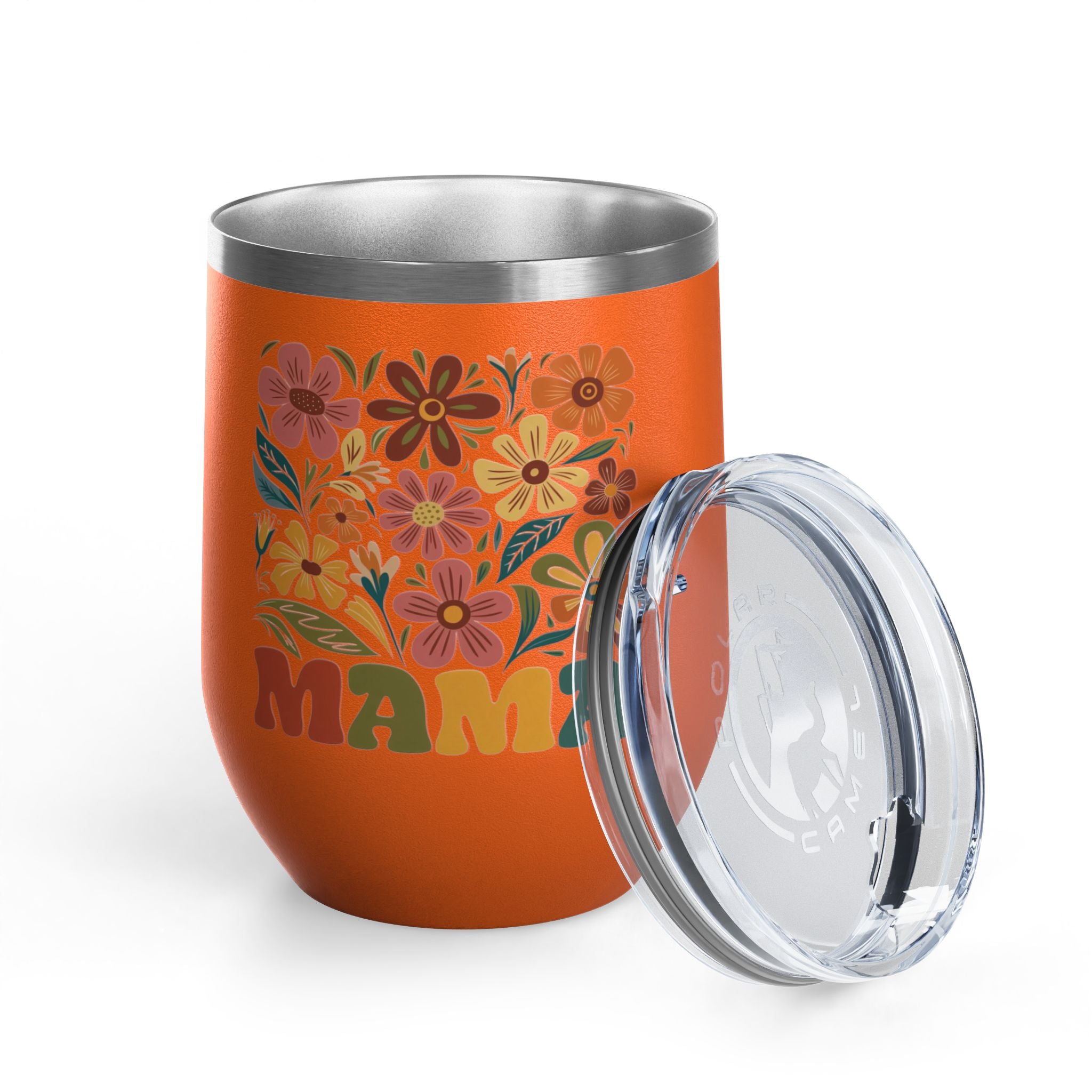 Retro Floral 'Mama' Wine Tumbler (12oz)