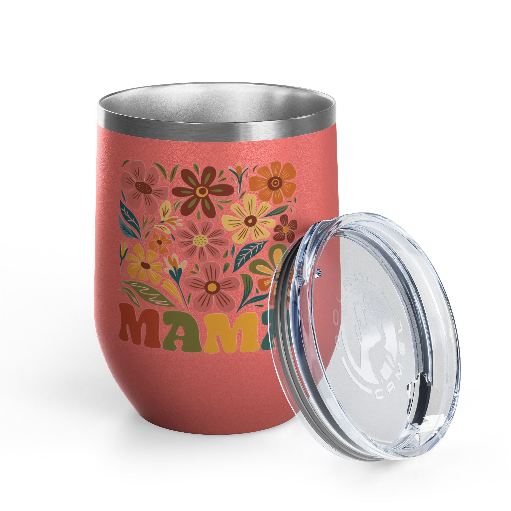Retro Floral 'Mama' Wine Tumbler (12oz)