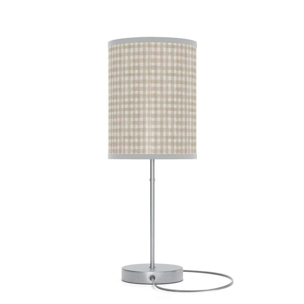 Beige Gingham Table Lamp