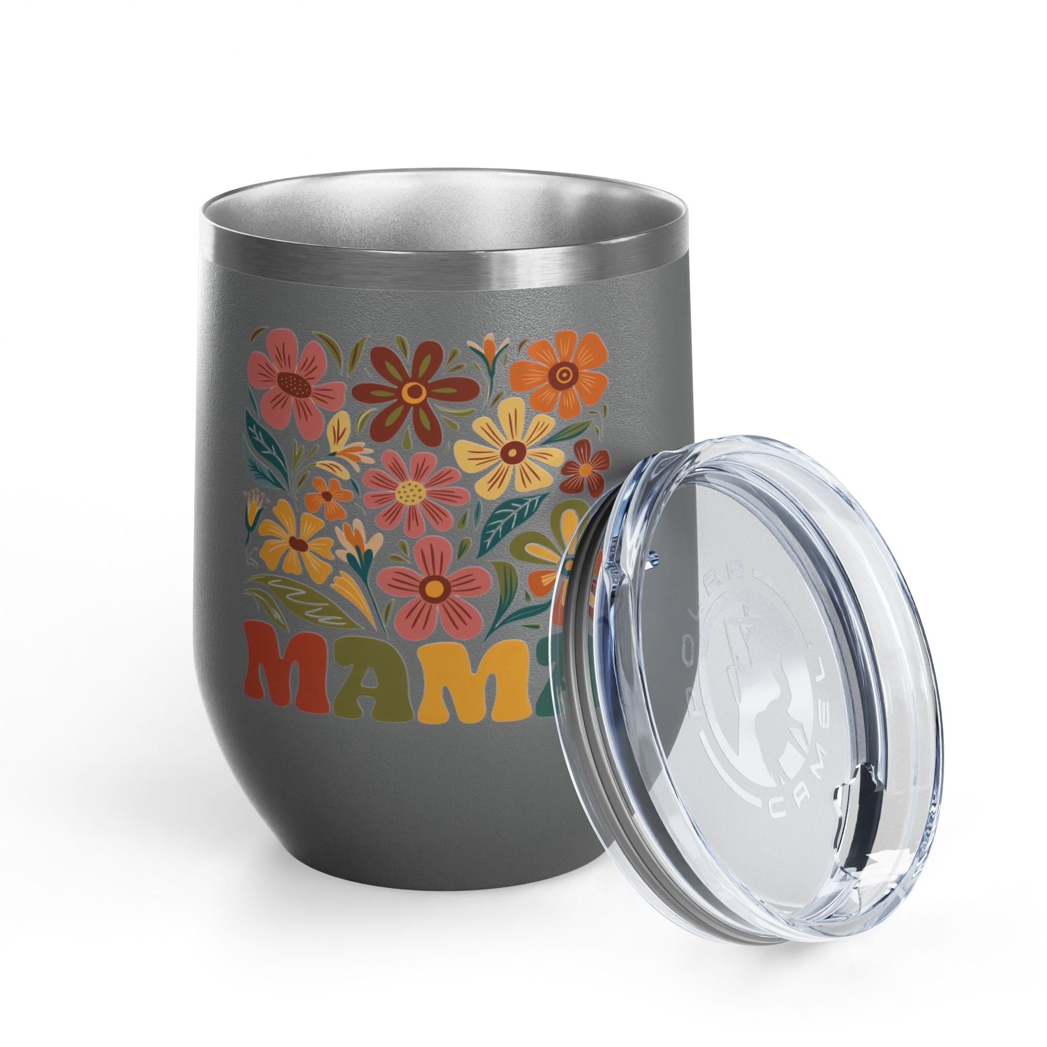 Retro Floral 'Mama' Wine Tumbler (12oz)