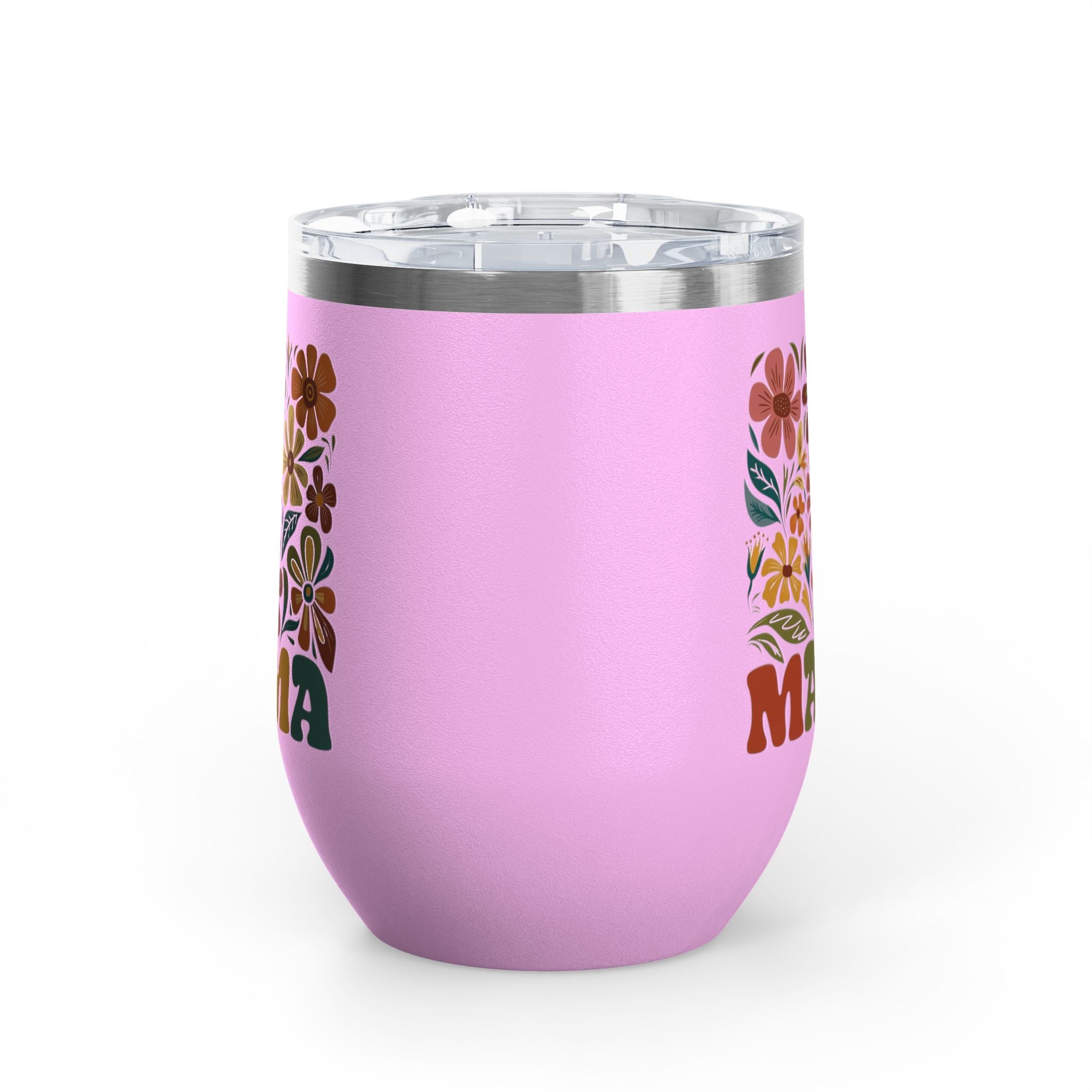 Retro Floral 'Mama' Wine Tumbler (12oz)
