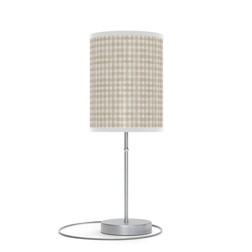 Beige Gingham Table Lamp