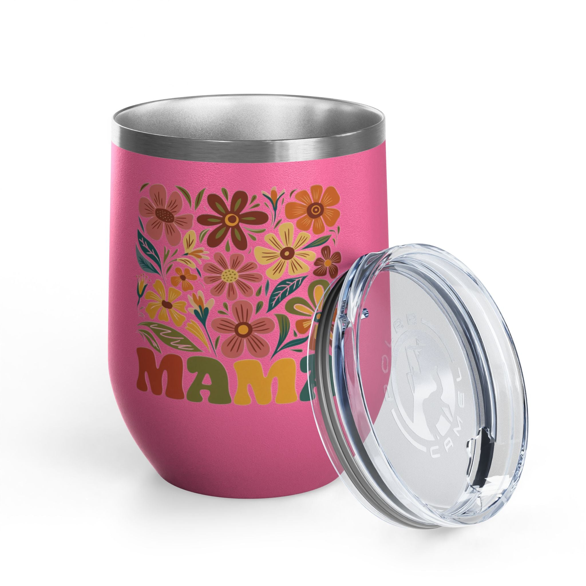 Retro Floral 'Mama' Wine Tumbler (12oz)