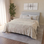 Beige Gingham Plaid Blanket