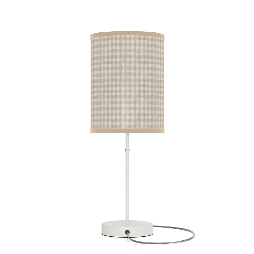 Beige Gingham Table Lamp
