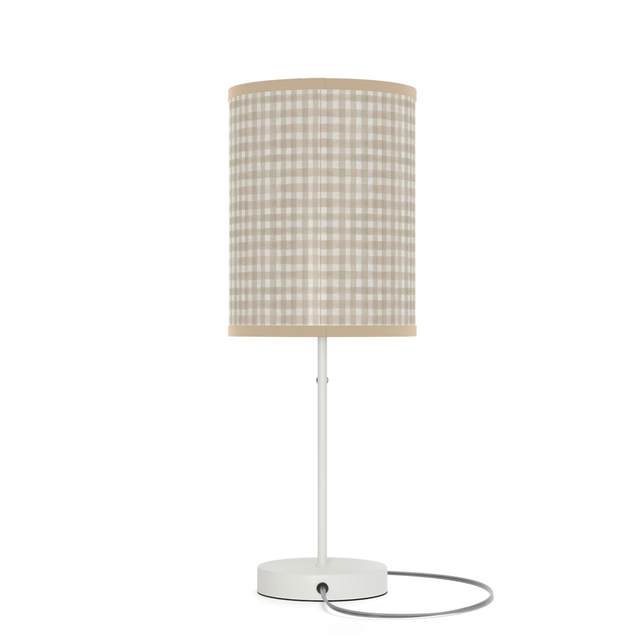 Beige Gingham Table Lamp