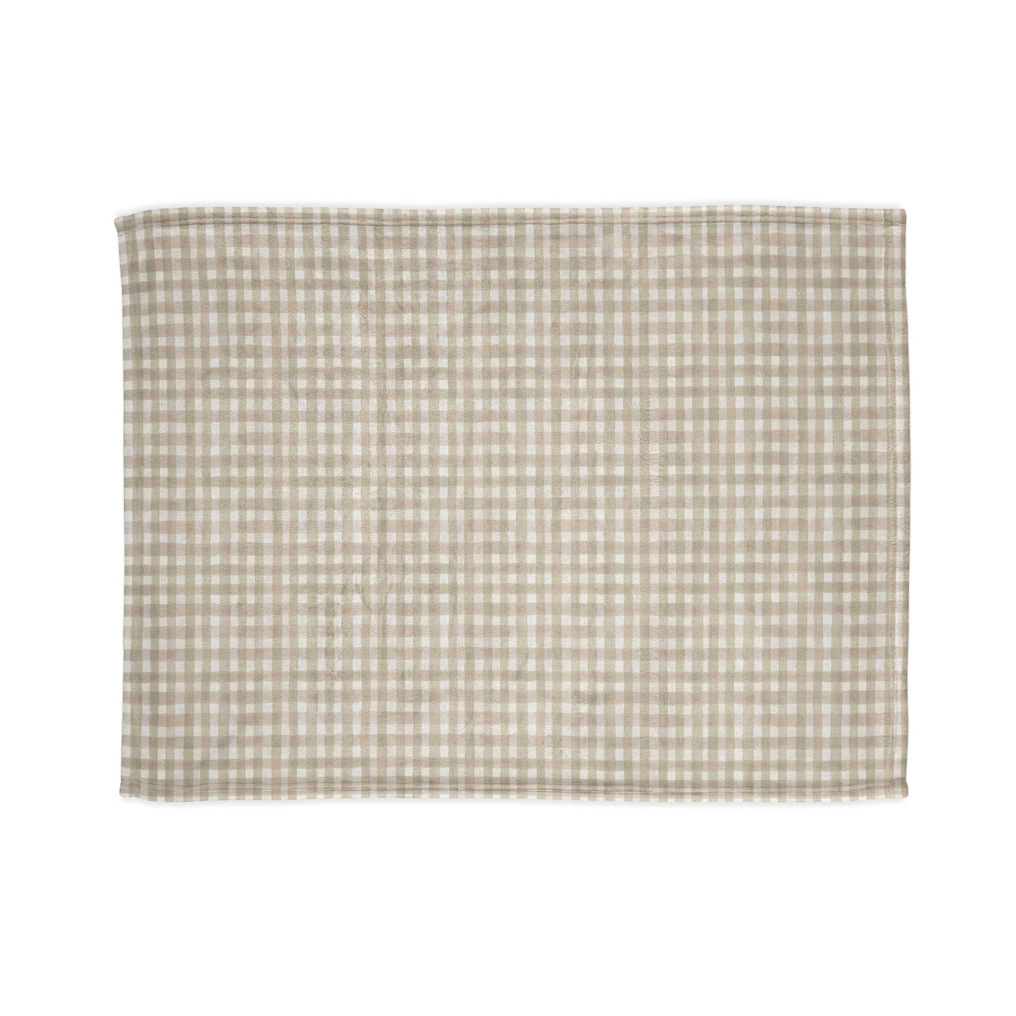 Beige Gingham Plaid Blanket