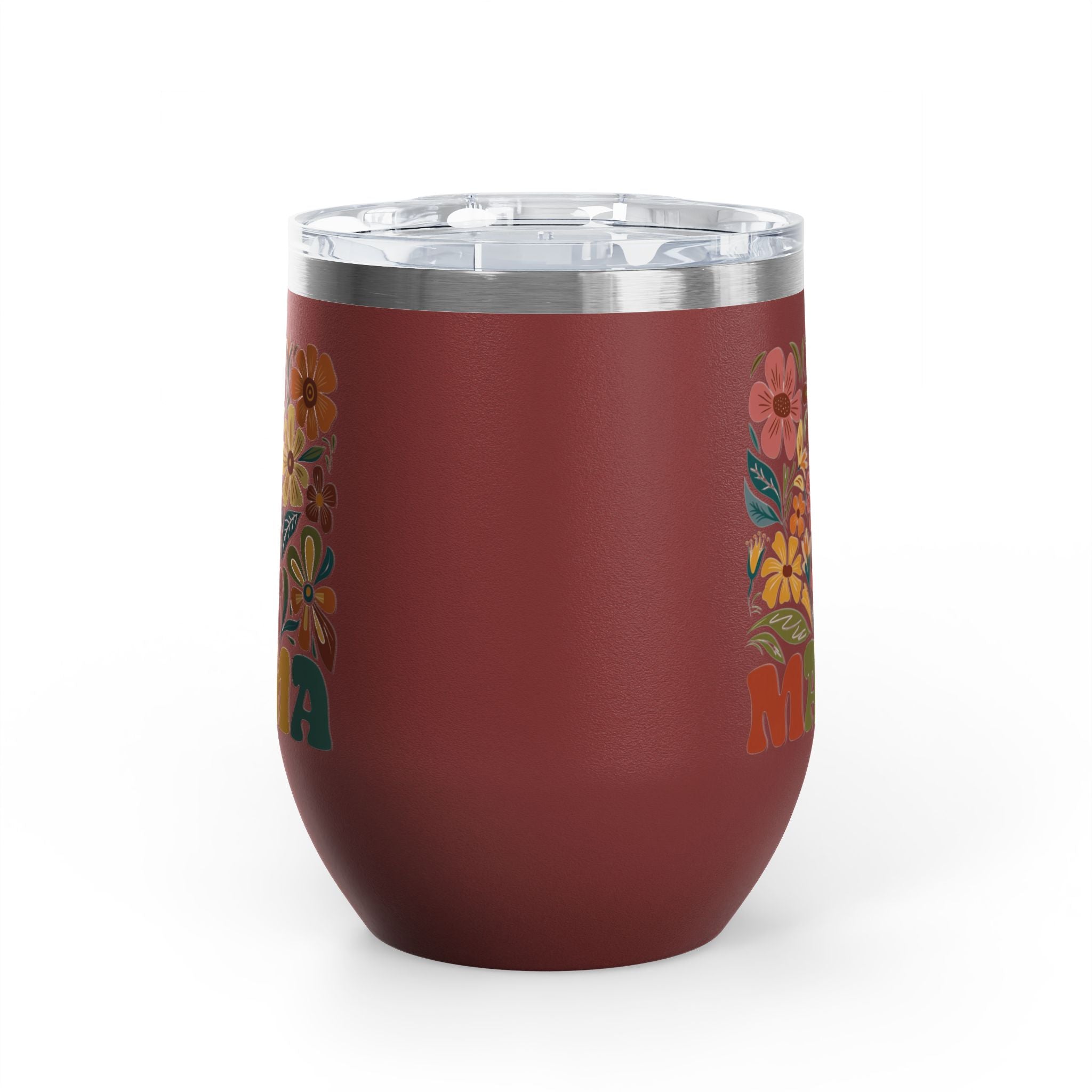 Retro Floral 'Mama' Wine Tumbler (12oz)