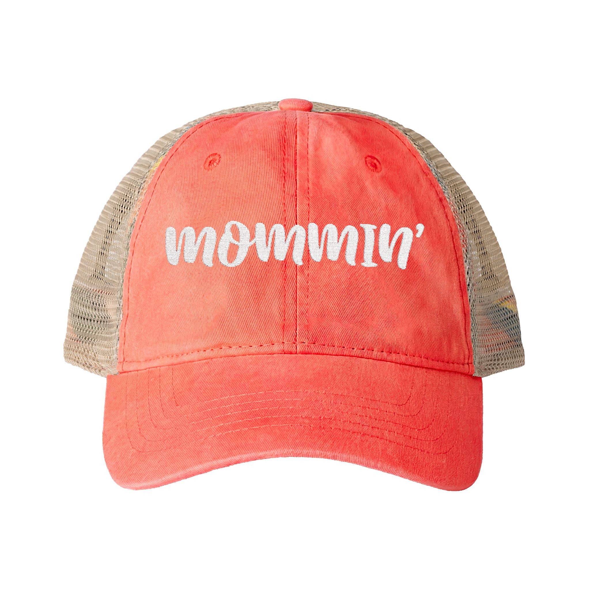 "Mommin'" Washed Mesh-Back Cap