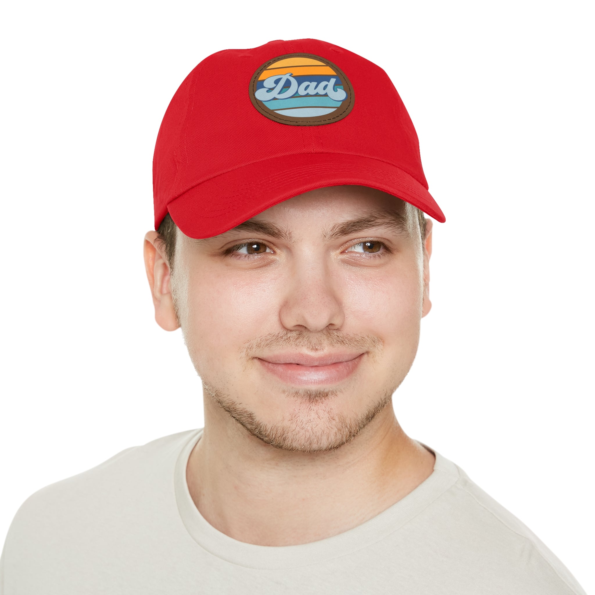 Retro Striped 'Dad' Leather Patch Hat