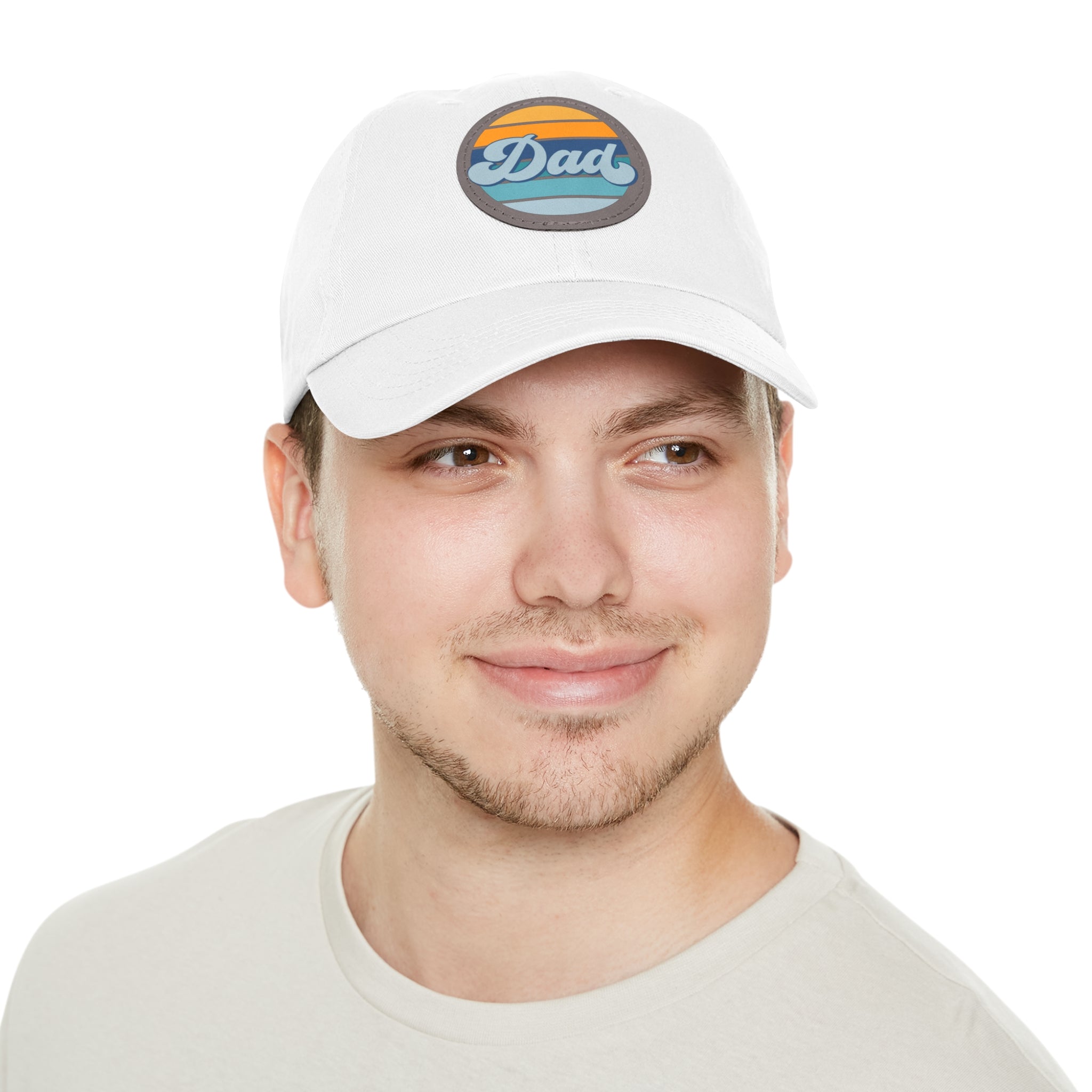 Retro Striped 'Dad' Leather Patch Hat