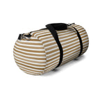 Beige Striped Travel Duffel Bag